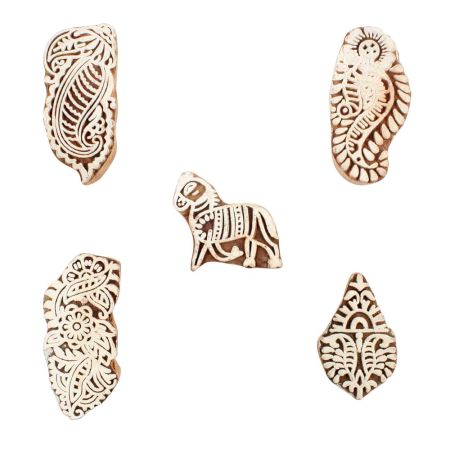 Set of 5 Piece New Mix Wooden Printing Blocks